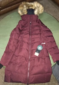 Chaqueta Katie 550 plumón Windsor capucha de piel de vino talla XS Parka RARA Lole para mujer - Imagen 1 de 11