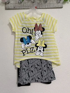 Disney Minnie Mouse Girls 3 Piece Outfit Top & Leggings Short Sleeves Size 6 - Picture 1 of 6