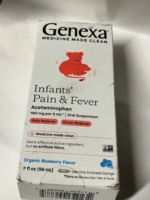 Genexa Infants' Pain & Fever Acetaminophen, 2 Fl Oz Organic Blueberry, EXP 02/26 - Image 1 of 3