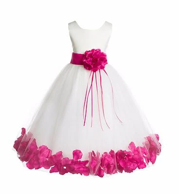 Vestido de novia floral pétalos de rosa marfil flor niña tul princesa niños Foto 1 de 2