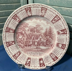 1982 Ironstone Staffordshire England 9” God Bless Our House Calendar Plate - Picture 1 of 7