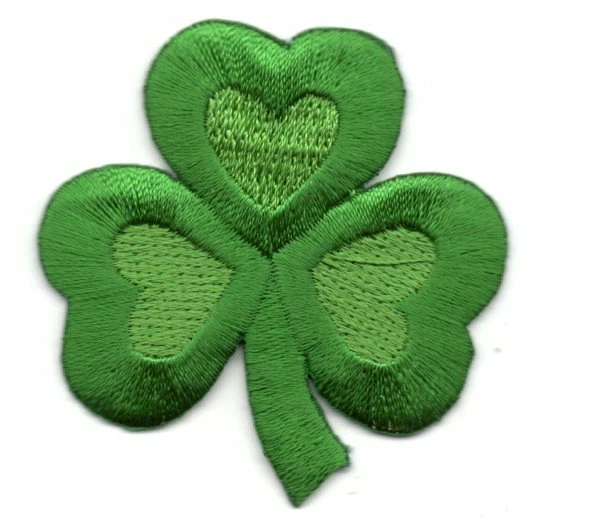 THREE LEAF CLOVER 1" Iron On Patch St. Patrick Day Shamrock - Image 1 of 1