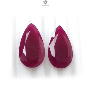 Juego de 2 piezas de pera rubí rojo natural sin tratar 36,20 quilates corte facetado 24*13 mm - 24*14 mm - Imagen 1 de 6