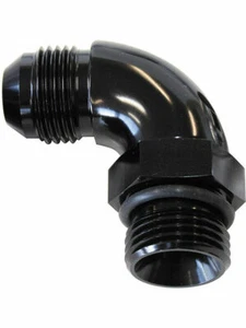 Aeroflow AF903-10BLK - 90° -10 ORB to -10AN Male Full Flow Adapter - Black - Picture 1 of 5