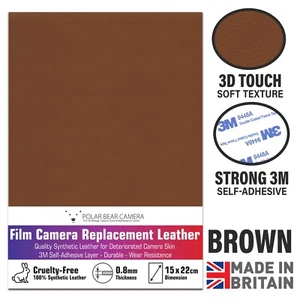 Kamera Kunstleder Reparatur 0,8 mm dünn [BRAUN] HERGESTELLT IN UK 22*15 cm - Bild 1 von 5
