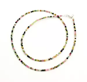 Cadena de turmalina cadena de piedras preciosas facetada collar de bola colorido natural noble aprox. 45 cm - Imagen 1 de 2
