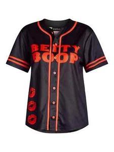 Betty Boop rot schwarz voll doppelseitig grafisch Baseball Trikot Shirt JR'S XXL - Bild 1 von 5