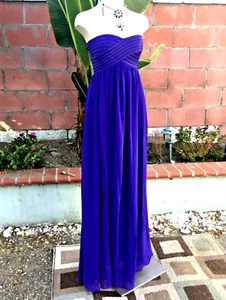 GOYA Formal Sweetheart Off Shoulder Maxi Long Dress Pleated Top Lined Purple M - Picture 1 of 10