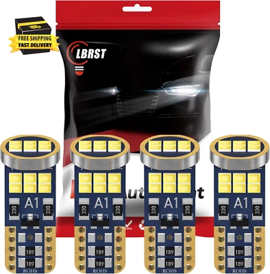 4-Pack 194 LED Bulb, Error Free T10 LED Bulb, White 6000K Super Bright 168 LED B - Image 1 of 4