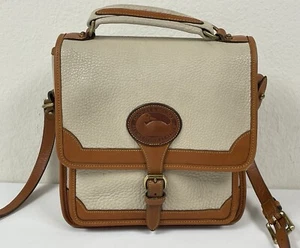 Dooney & Bourke All Weather Leather White Tan Surrey Flap Crossbody Shoulder Bag - Picture 1 of 24