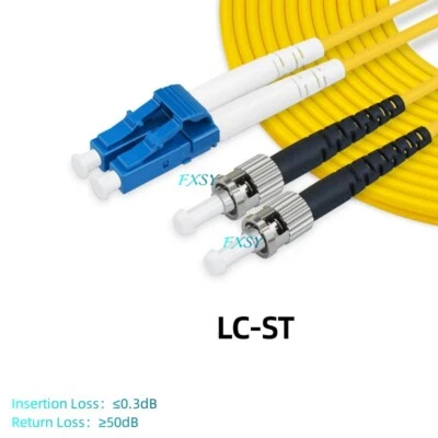 5Pcs 1m 2m 3m 5m 10m 15m LC/UPC to ST/UPC Duplex SM OS2 Fiber Optic Patch Cord - Image 1 of 4