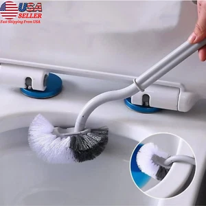 Toilet Brush & Holder Japanese Style Curved Compact Deep Cleaning Brush for Home - Picture 1 of 8