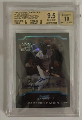 2004 Bowman Draft Aflac All-American Chrome /125 Cameron Maybin BGS9.5 Auto 10 - Image 1 of 2