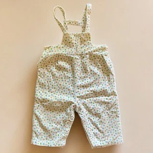 VTG 1980s Healthtex Corduroy Overalls Baby 18 Months Beige Flower Print Snaps - Picture 1 of 14