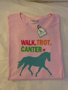 NWT Stirrups Company Tee Shirt WALK TROT CANTER with HORSE Light Pink Sz XL - Picture 1 of 5