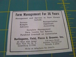 THE FARM QUARTERLY- SUMMER 1957-AD- FARM MANAGEMENT-36 YEARS/ Putnam, CT/NY, NY - Picture 1 of 1