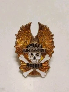 Ride to Live Live to Ride Skull Motorcyle Vest Jacket Pin Backpack Lapel Tie Hat - Picture 1 of 7