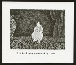 Edward Gorey illustration R IS FOR RHODA Gashlycrumb Tinies macabre art print - Picture 1 of 3