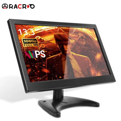 RACRDO 13.3" HD CCTV LCD Monitor PC Screen AV/RCA/VGA/HDMI/BNC Video Display w/ Speaker