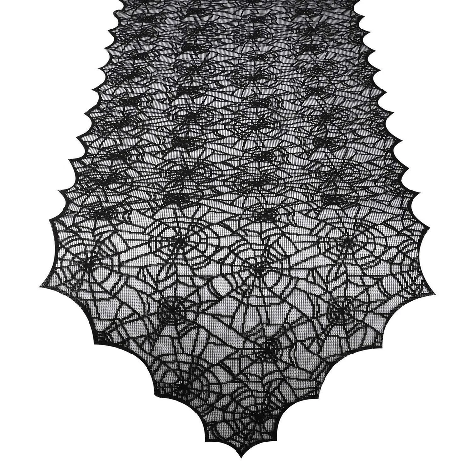 Table Runner With Spider Web Lace Decoration 100 Polyester 18 X 72 Inches