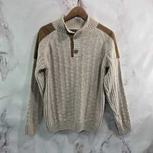 De Niko Milano Sweater Mens Medium Fisherman Commando Shoulder Vtg Henley  - Picture 1 of 11