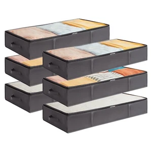 Lifewit 6 Packs Under Bed Storage Containers, Large Capacity Storage Bags, Grey - Picture 1 of 9