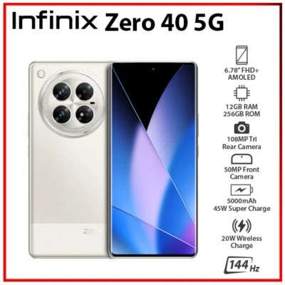 NEW Infinix Zero 40 5G 12GB+256GB MOVING TITANIUM Dual SIM Android Mobile Phone - Bild 1 von 4