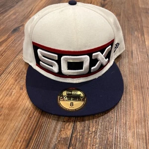 Vintage Chicago White Sox Flat Brim Hat New Era 59Fifty Size 8 - Picture 1 of 13