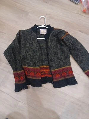 Dale of Norway Casual Collection Red Green Button Kids Sweater Size M Wool VTG - Image 1 of 4