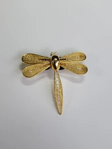 Dragonfly Lapel Pin Gold Color Metal - Picture 1 of 4