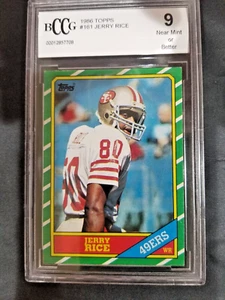 1986 JERRY RICE TOPPS ROOKIE CARD# 161 BCCG 9 (HOF) SAN FRANSISCO FORTY NINERS - Picture 1 of 2