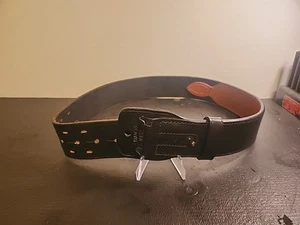 Bianchi #B2M Leather Black Equipment Duty Belt Size 32 W 2.25" - Picture 1 of 5