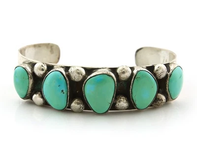 Brazalete Navajo Plata de Ley Turquesa Firmado C Montoya y Flecha Foto 1 de 4