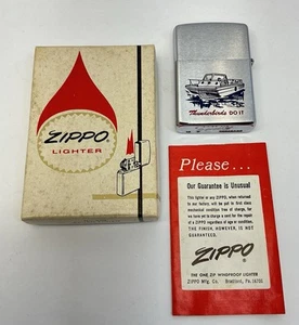 1965 ZIPPO FULL-SIZE NEVER USED ENAMEL 2 SIDED THUNDERBIRDS BOAT -(I1425)  - Picture 1 of 24