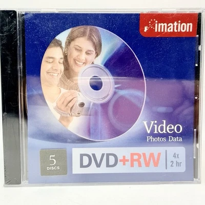 Imation DVD+RW 5-Pack 4x 2hr Rewritable Discs Brand New Sealed - Image 1 of 4