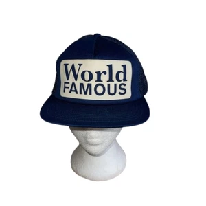 Supreme World Famous Trucker Hat Navy Mesh Snapback Cap Made in USA Rare - Picture 1 of 6