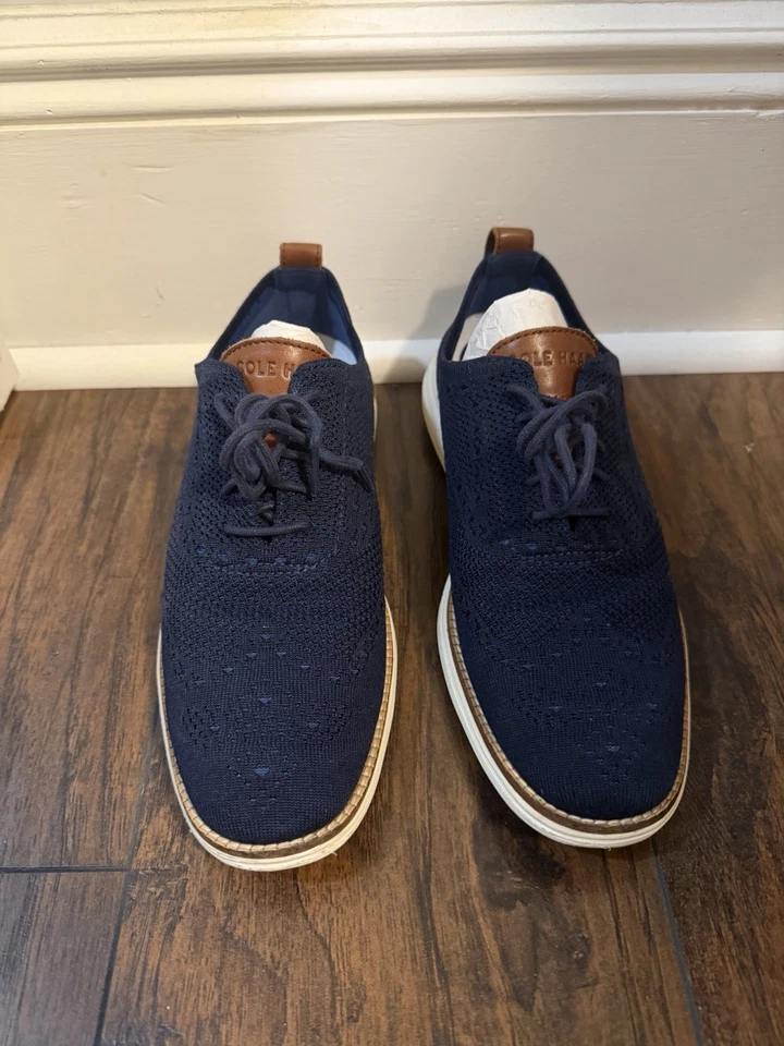 Cole Haan Original Grand  Navy Blue Woven Fabric Dress Shoes. Men’s Size 8 - Image 1 of 4