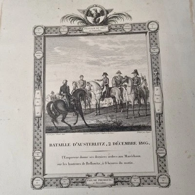 Rare Gravure Napoléon Bataille Austerlitz Par Carle Vernet 1806 Duplessi Bertaux - Photo 1/4