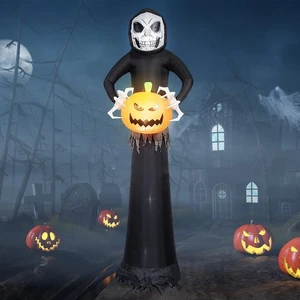 9 Fuß Halloween aufblasbare Dekoration großer Sensenmann Geist hält Kürbis Ha... - Bild 1 von 7