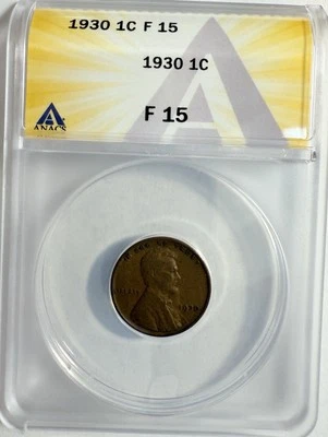 1930-P Lincoln Cent Wheat Penny - ANACS F 15 - Just Graded - New Holder - Image 1 of 4
