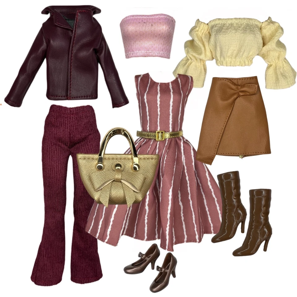 Paquete de ropa de moda Eledoll para muñeca de 12 pulgadas Borgoña Sweetie Set Foto 1 de 1