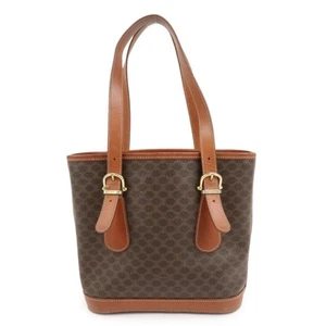 Authentic CELINE Macadam PVC Leather Shoulder Bag Hand Bag Brown Used F/S - Picture 1 of 24