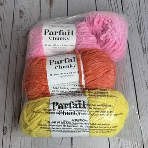 NEW Premier Parfait Chunky Yarn 3.5 oz - Lot of 3 Skeins Yellow Orange Pink - Picture 1 of 5