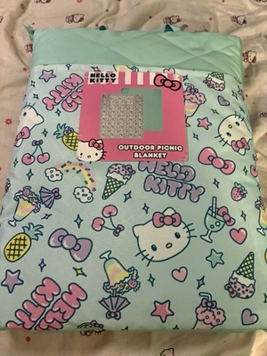 NEW🎀Hello Kitty 60 x 70 in. Mint Green Outdoor Picnic Blanket🧺Sanrio Kawaii😻 - Изображение 1 из 4