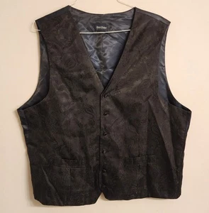 Samuel Windsor Mens Black Polyester Viscose Size 46 Paisley Vest Very Good - Picture 1 of 7