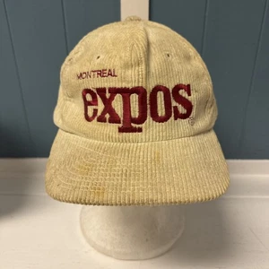 Montreal Expos Vintage Ivory Corduroy Red Embroidered Snapback Hat Cap Taiwan - Picture 1 of 6