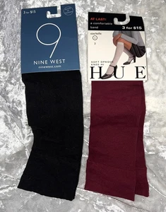 Hue - Nine West - Anzugsocken Damen weinrot und schwarz - Kniestrümpfe 9-11 - Bild 1 von 2