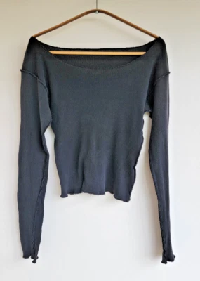 90s GRUNGE RARE JEAN COLONNA PARIS  INSIDE OUT BOAT NECK CROP TOP EXPOSED SEAMS - Image 1 of 4