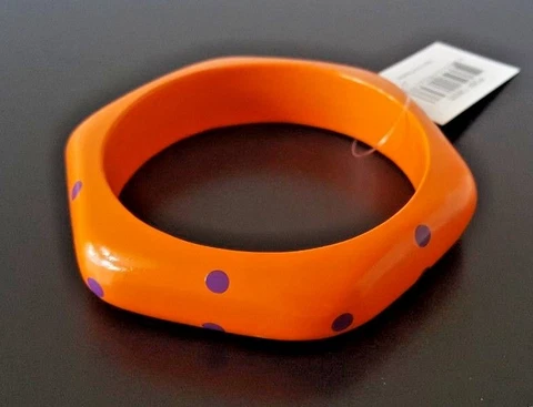 CLEMSON TIGERS POLKA DOT HEXAGON BRACELET 3" GAMEDAY JEWELRY (138) Cover