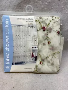 Sheer Embroidered Tulle Fabric SHOWER CURTAIN Floral Leaves Vine by Target Home - Picture 1 of 2